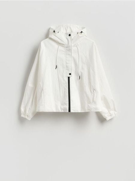 Parka z kapturem - złamana biel. Parki damskie Reserved, l, bez wzorów, z tkaniny. Za 199.99 zł.