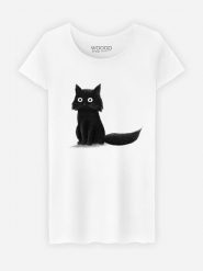 WOOOP Koszulka "Sitting Cat" w kolorze białym rozmiar: M. Białe bluzki damskie Wooop, m, bez wzorów, z bawełny, bez kołnierzyka. Za 92.21 zł.