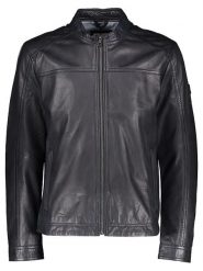 Bugatti Skórzana kurtka w kolorze granatowym rozmiar: 54. Niebieskie kurtki męskie Bugatti, bez wzorów, ze skóry, bez kaptura. Za 891.99 zł.