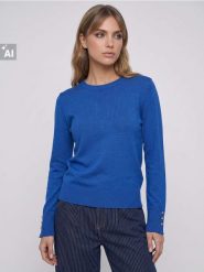 Dopasowany sweter z wiskozą - niebieski. Niebieskie swetry klasyczne damskie Sinsay, l, z wiskozy, bez kołnierzyka. Za 35.99 zł.