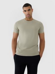 4F T-shirt regular gładki męski - oliwkowy/khaki XXL. Brązowe t-shirty męskie 4f, m, bez wzorów, z bawełny, bez kołnierzyka. Za 59.99 zł.