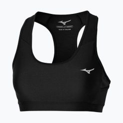 Biustonosz treningowy Mizuno Alpha. Czarne biustonosze Mizuno, bez wzorów, z elastanu. Za 109.99 zł.