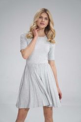 Krótka Wiskozowa Sukienka na Lato - Szara Melanż. Szare sukienki damskie Figl, na lato, s, bez wzorów, z elastanu, bez kołnierzyka, bez ramiączek, mini, rozkloszowane. Za 179.00 zł.