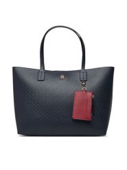 Tommy Hilfiger Torebka Th Icon Tote Mono AW0AW19004 Granatowy. Niebieskie torebki klasyczne damskie Tommy Hilfiger, bez wzorów, ze skóry, bez dodatków. Za 699.99 zł.