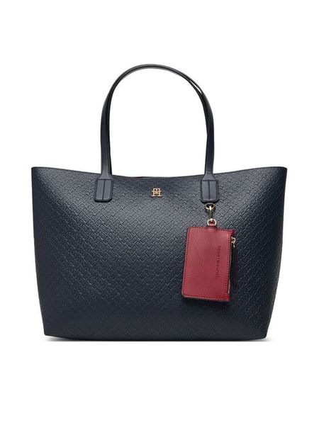 Tommy Hilfiger Torebka Th Icon Tote Mono AW0AW19004 Granatowy. Niebieskie torebki klasyczne damskie Tommy Hilfiger, bez wzorów, ze skóry, bez dodatków. Za 699.99 zł.