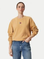 Tommy Jeans Bluza Badge DW0DW23297 Żółty Regular Fit. Żółte bluzy bez kaptura damskie Tommy Jeans, m, z bawełny. Za 369.99 zł.