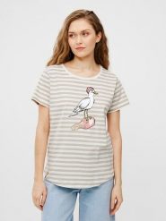 Derbe Koszulka w kolorze biało-beżowym rozmiar: S. Białe bluzki damskie Derbe, s, bez wzorów, z bawełny, bez kołnierzyka. Za 105.63 zł.