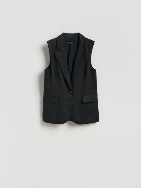 Kamizelka z lyocellu - czarny. Czarne kamizelki damskie Reserved, l, z lyocellu. Za 159.99 zł.