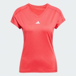 Koszulka AEROREADY Train Essentials Minimal Branding V-Neck. Białe bluzki damskie Adidas, xs, bez wzorów, z materiału, bez kołnierzyka. W wyprzedaży za 95.20 zł.