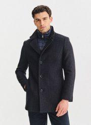 PAKO LORENTE - Płaszcz jednorzędowy w pepitkę. Płaszcze męskie Pako Lorente, na jesień, bez wzorów, z poliesteru. Za 999.99 zł.