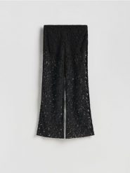 Koronkowe spodnie z wiskozą - czarny. Czarne spodnie materiałowe damskie Reserved, bez wzorów, z bawełny. Za 119.99 zł.