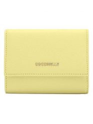 COCCINELLE Skórzany portfel w kolorze żółtym - 12 x 9 x 2 cm rozmiar: onesize. Żółte portfele damskie Coccinelle, bez wzorów, z materiału. Za 294.28 zł.