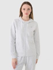 4F Bluza dresowa rozpinana z kapturem damska - szara S. Szare bluzy sportowe damskie 4f, s, z bawełny. Za 149.99 zł.