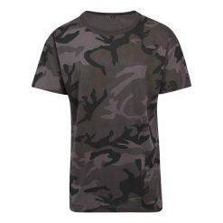 Koszulka W Kamuflażu Unisex Dla Dorosłych. Szare bluzki damskie BUILD YOUR BRAND, xl, bez wzorów, bez kołnierzyka. Za 78.99 zł.