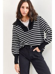 Bianco Lucci Sweter w kolorze czarno-białym rozmiar: onesize. Czarne swetry klasyczne damskie Bianco Lucci, bez kołnierzyka. Za 73.99 zł.