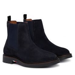 Sztyblety Tommy Hilfiger. Niebieskie sztyblety męskie Tommy Hilfiger, bez zapięcia. Za 649.99 zł.
