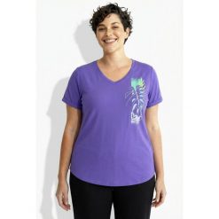 Damskie Bluzka funkcyjna antybakteryjny materiał dekolt w serek rękaw 1/2. Fioletowe bluzki sportowe damskie Ulla Popken, plus size, bez wzorów, z materiału, bez ramiączek. Za 199.99 zł.