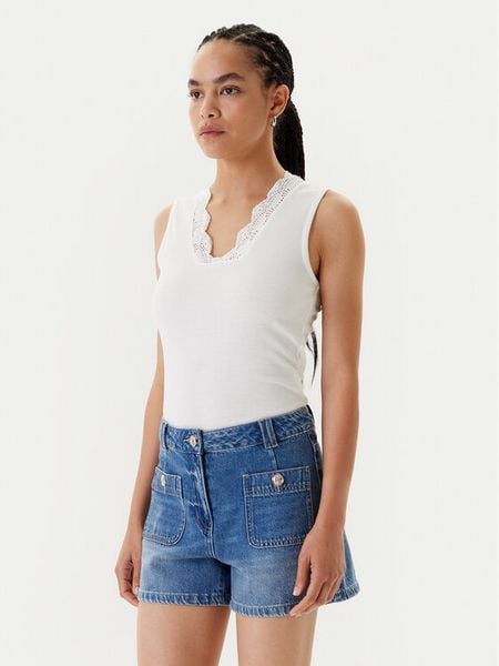 Morgan Top 251-DADILO Biały Slim Fit. Białe topy damskie Morgan, xl, bez wzorów, z syntetyku, bez ramiączek. Za 139.99 zł.