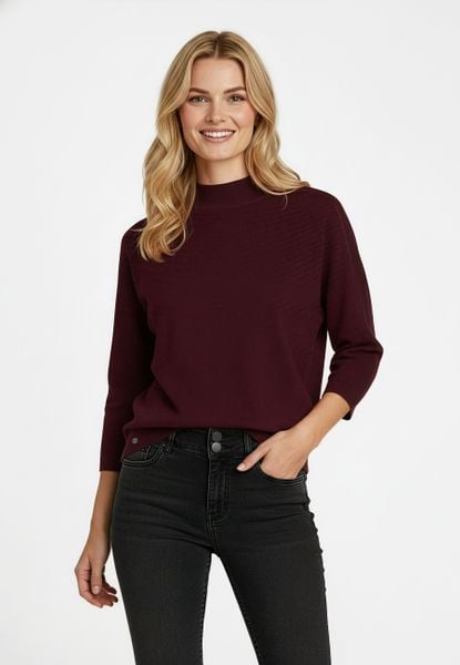 Burgundowy sweter S-TILLY. Czerwone swetry klasyczne damskie Volcano, s, z dzianiny, bez kołnierzyka. Za 139.99 zł.