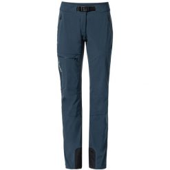 Spodnie softshell damskie Vaude Badile Pants II. Niebieskie spodnie materiałowe damskie Vaude, bez wzorów, z materiału. Za 566.49 zł.