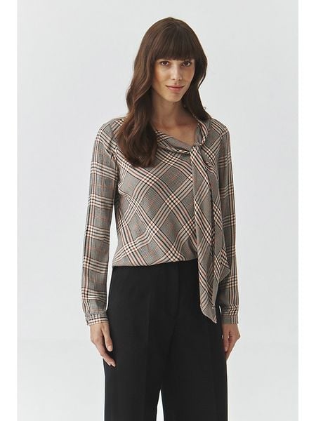 TATUUM Bluzka w kolorze czarno-czerwono-kremowym rozmiar: 40. Brązowe bluzki damskie Tatuum, bez wzorów, z wiskozy, bez kołnierzyka, bez ramiączek. Za 104.64 zł.