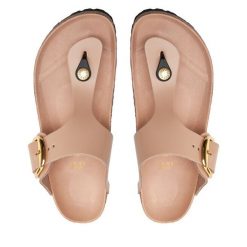 Japonki Birkenstock. Brązowe klapki damskie Birkenstock, bez wzorów, bez obcasa. Za 719.99 zł.