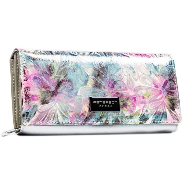 Duży portfel damski z systemem RFID odszyty z wielokolorowej skóry naturalnej i ekologicznej PTN PX20-1-NPK Peterson. Czerwone portfele damskie Peterson, bez wzorów, ze skóry. Za 120.99 zł.