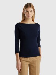 Benetton Sweter w kolorze czarnym rozmiar: XL. Czarne swetry klasyczne damskie Benetton, xl, z bawełny, bez kołnierzyka. Za 96.60 zł.