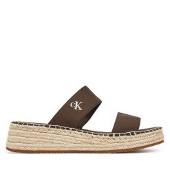 Espadryle Calvin Klein Jeans. Brązowe espadryle damskie Calvin Klein Jeans, bez wzorów, z jeansu, bez obcasa. Za 199.99 zł.