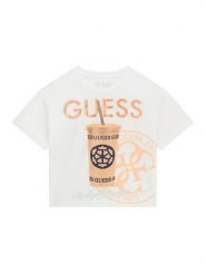 Guess T-Shirt J6GI06 K6YW4 Biały Relaxed Fit. Białe koszulki dziewczęce Guess, z aplikacjami, z bawełny, bez ramiączek. Za 119.99 zł.