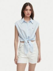 Tommy Jeans Koszula DW0DW22212 Niebieski jasny Regular Fit. Niebieskie koszule damskie Tommy Jeans, xs, bez wzorów, z bawełny, bez kołnierzyka, bez ramiączek. Za 289.99 zł.