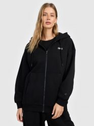 4F Bluza dresowa rozpinana z kapturem damska - czarna M. Czarne bluzy z kapturem damskie 4f, m, z dresówki. Za 189.99 zł.