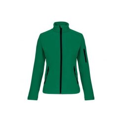 Kurtka damska Kariban Softshell. Zielone kurtki softshell damskie KARIBAN, m, bez wzorów, z elastanu, bez kaptura. Za 246.00 zł.