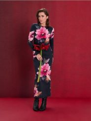 Bawełniana sukienka maxi w kwiaty - wielobarwny. Sukienki damskie Sinsay, l, bez wzorów, z bawełny, bez kołnierzyka, bez ramiączek, maxi. Za 49.99 zł.