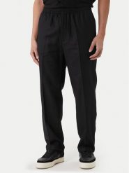 Calvin Klein Spodnie materiałowe LV04LF619G Czarny Straight Fit. Czarne spodnie materiałowe męskie CALVIN KLEIN, bez wzorów, z bawełny. Za 489.99 zł.