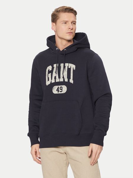Gant Bluza 49 Arch Graphic 2044009 Granatowy Regular Fit. Niebieskie bluzy bez kaptura męskie Gant, m, z bawełny. Za 289.99 zł.