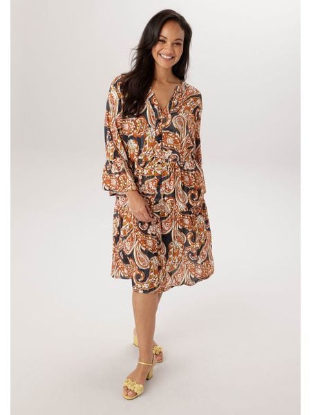 Aniston Sukienka w kolorze czarno-brązowym rozmiar: 46. Brązowe sukienki damskie Aniston, bez wzorów, z wiskozy, bez kołnierzyka, bez ramiączek, midi. Za 155.15 zł.