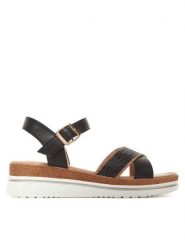 Clara Barson Sandały WS2506-05 Czarny. Czarne sandały damskie Clara Barson, bez wzorów, z materiału, bez obcasa, na koturnie. Za 119.99 zł.