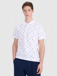 4F Koszulka polo regular męska - biała XXL. Białe koszulki polo męskie 4f, m, bez wzorów, z bawełny, bez ramiączek. Za 89.99 zł.