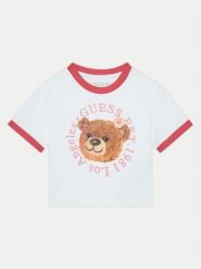 Guess T-Shirt J5RI41 K6YW4 Biały Regular Fit. Białe koszulki dziewczęce Guess, z aplikacjami, z bawełny, bez ramiączek. Za 59.99 zł.