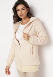 Jasnobeżowa Bluza Ocieplana Sztucznym Futerkiem z Kapturem i Kieszeniami Violanda. Brązowe bluzy z kapturem damskie Born2be, l. Za 64.99 zł.