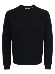 ONLY & SONS Sweter "Villas" w kolorze czarnym rozmiar: S. Czarne swetry męskie Only & Sons, s, bez wzorów, bez kołnierzyka. Za 119.95 zł.
