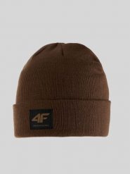 4F Czapka beanie męska - brązowa Uniwersalny. Brązowe czapki męskie 4f, na zimę, bez wzorów, z dzianiny, klasyczne. Za 49.99 zł.