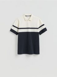 Koszulka polo comfort fit - złamana biel. Koszulki polo męskie Reserved, l, bez wzorów, z bawełny, bez ramiączek. Za 89.99 zł.