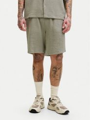 Jack & Jones Szorty materiałowe Jaiden 12274758 Khaki Relaxed Fit. Brązowe szorty męskie Jack & Jones, z bawełny, bez kołnierzyka. Za 119.99 zł.