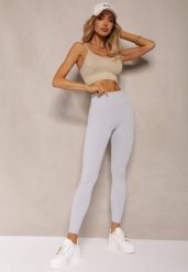 Jasnoniebieskie Sportowe Legginsy High Waist Quarefia. Niebieskie legginsy damskie Renee, l, bez wzorów, z jeansu. Za 24.99 zł.