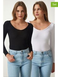 Happiness Istanbul Koszulki (2 szt.) w kolorze czarnym i białym rozmiar: S/M. Białe t-shirty damskie Happiness Istanbul, m, bez wzorów, bez kołnierzyka. Za 60.99 zł.