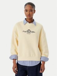 Tommy Hilfiger Bluza Crest Embroidery WW0WW48733 Beżowy Relaxed Fit. Brązowe bluzy bez kaptura damskie Tommy Hilfiger, s, z bawełny. Za 529.99 zł.