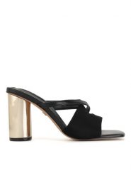 Nine West Klapki WSS21562-01 Czarny. Czarne klapki damskie Nine West, bez wzorów, z materiału, bez obcasa. Za 199.99 zł.