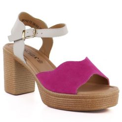 Skórzane sandały na obcasie różowo-beżowe Vinceza 26-66943. Brązowe sandały damskie VINCEZA, bez wzorów, z materiału, bez obcasa, na obcasie. Za 199.99 zł.